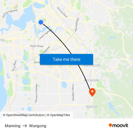 Manning to Wungong map