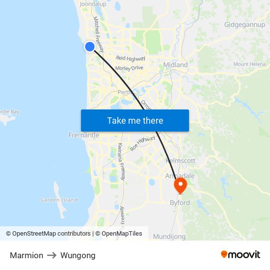 Marmion to Wungong map