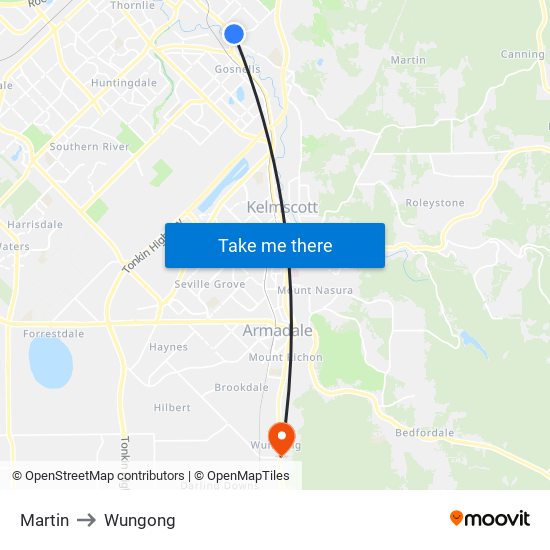 Martin to Wungong map