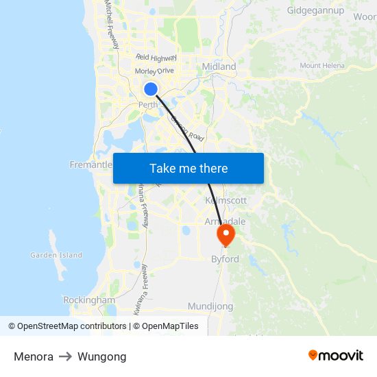 Menora to Wungong map