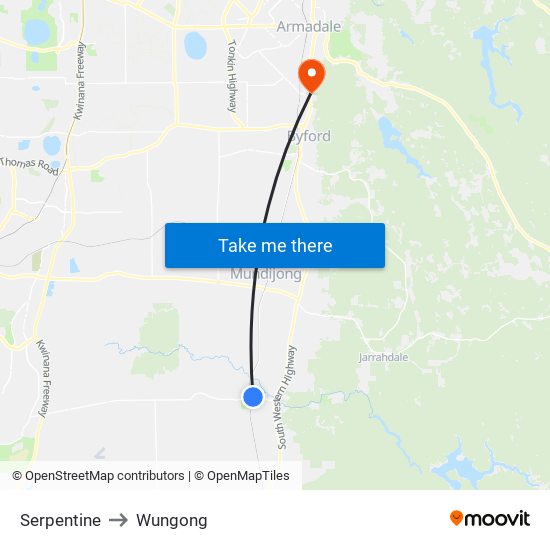 Serpentine to Wungong map