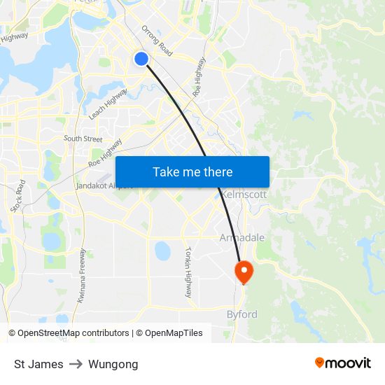St James to Wungong map