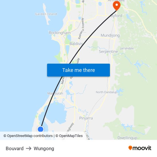 Bouvard to Wungong map