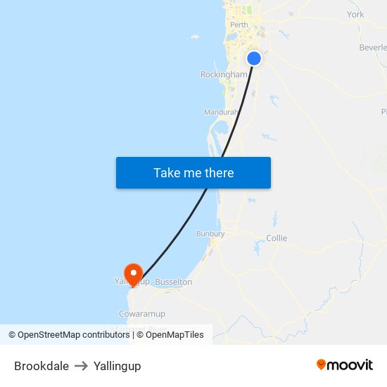 Brookdale to Yallingup map