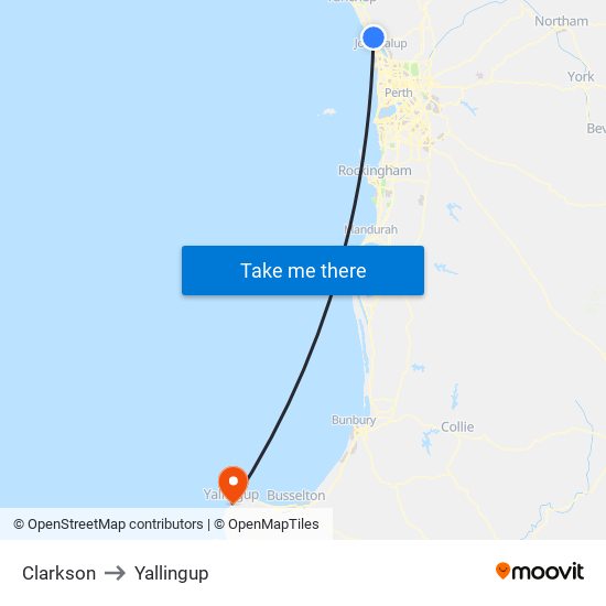 Clarkson to Yallingup map