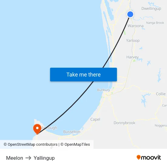 Meelon to Yallingup map