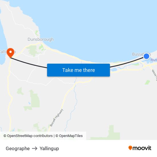 Geographe to Yallingup map