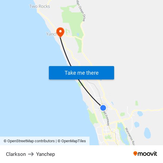 Clarkson to Yanchep map