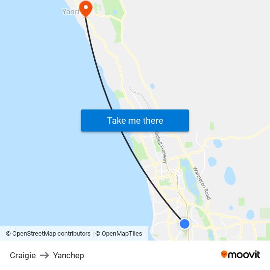 Craigie to Yanchep map