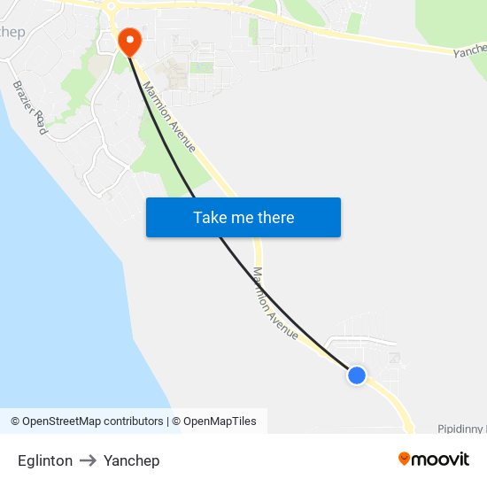 Eglinton to Yanchep map