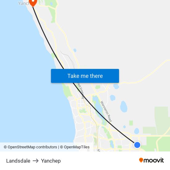 Landsdale to Yanchep map