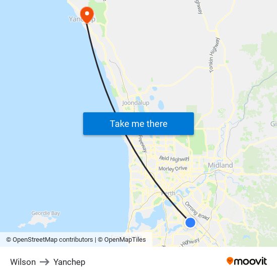 Wilson to Yanchep map