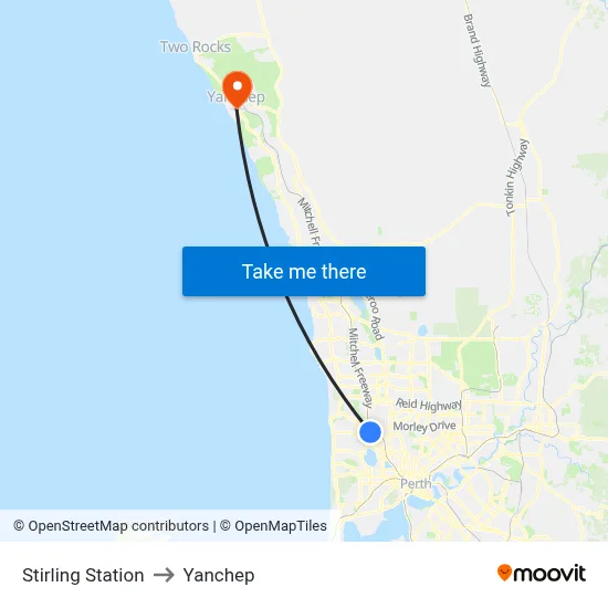 Stirling Station to Yanchep map