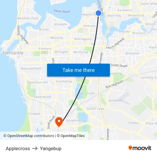 Applecross to Yangebup map