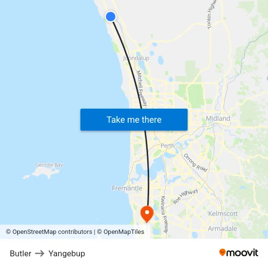 Butler to Yangebup map