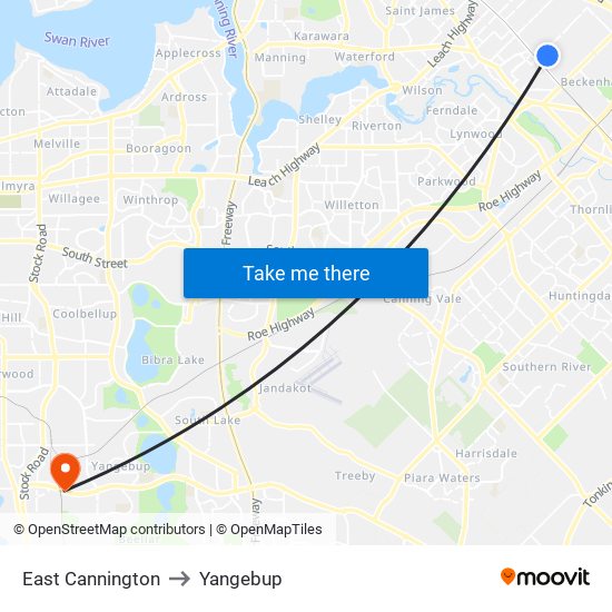 East Cannington to Yangebup map