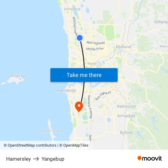 Hamersley to Yangebup map