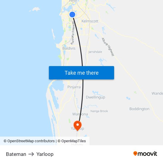 Bateman to Yarloop map