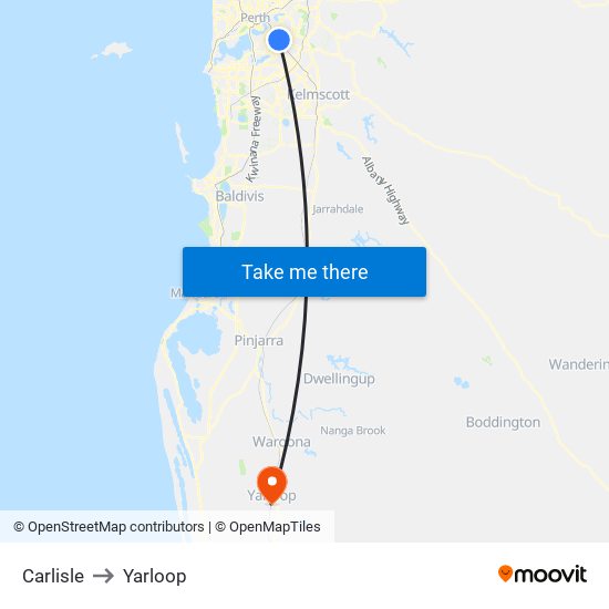 Carlisle to Yarloop map