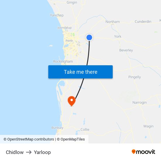Chidlow to Yarloop map