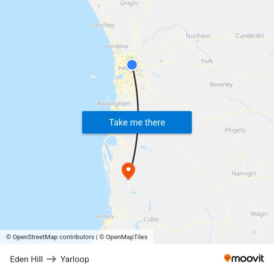 Eden Hill to Yarloop map