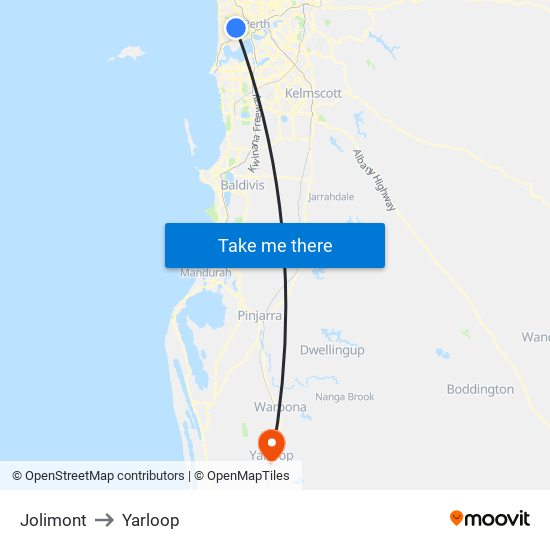Jolimont to Yarloop map