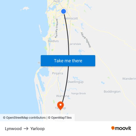Lynwood to Yarloop map