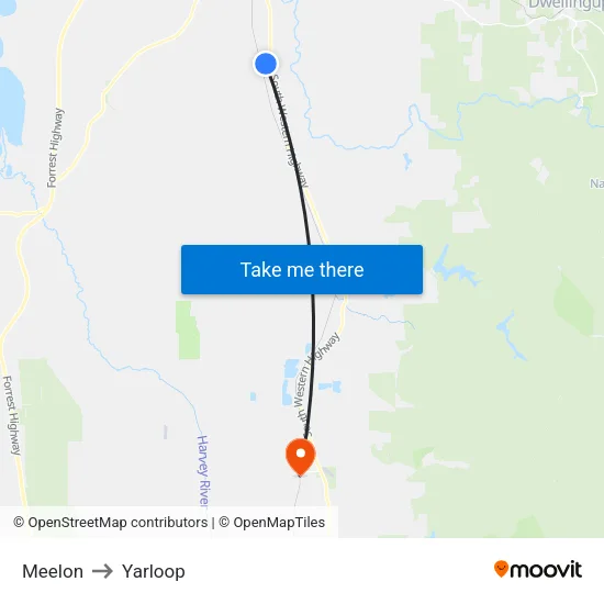 Meelon to Yarloop map
