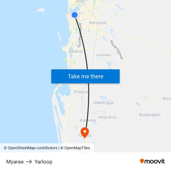Myaree to Yarloop map
