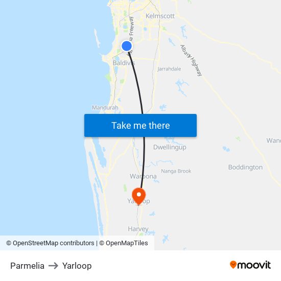 Parmelia to Yarloop map