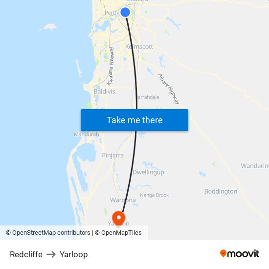 Redcliffe to Yarloop map