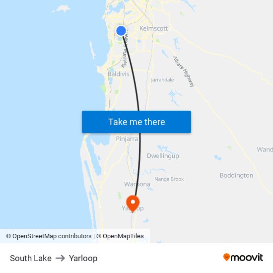 South Lake to Yarloop map