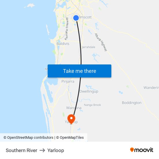 Southern River to Yarloop map