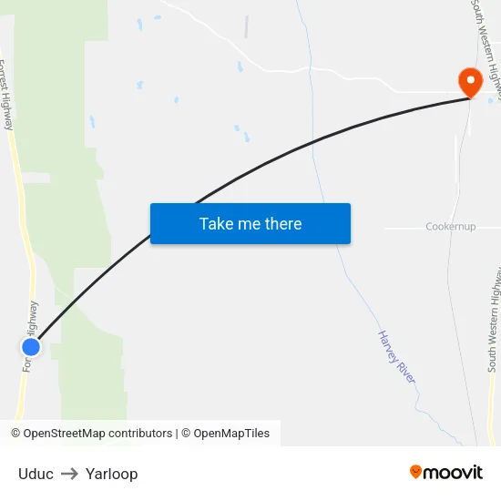 Uduc to Yarloop map