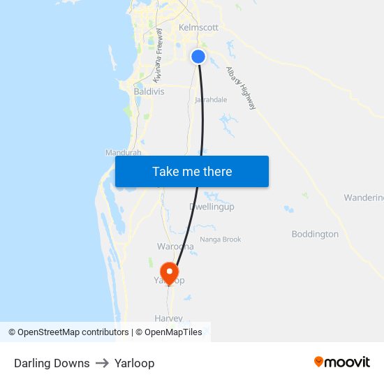 Darling Downs to Yarloop map