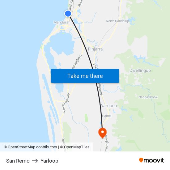 San Remo to Yarloop map