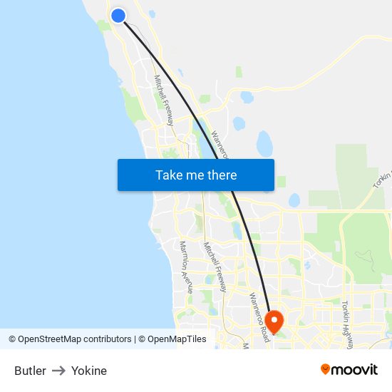 Butler to Yokine map