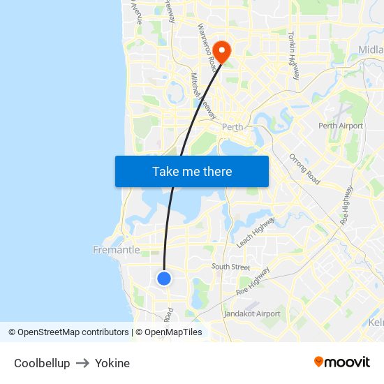 Coolbellup to Yokine map