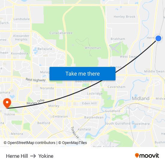 Herne Hill to Yokine map