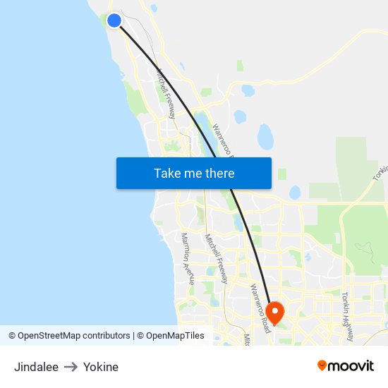 Jindalee to Yokine map