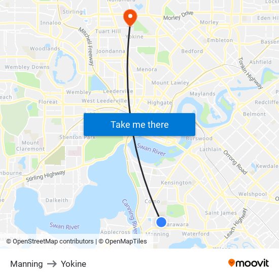 Manning to Yokine map