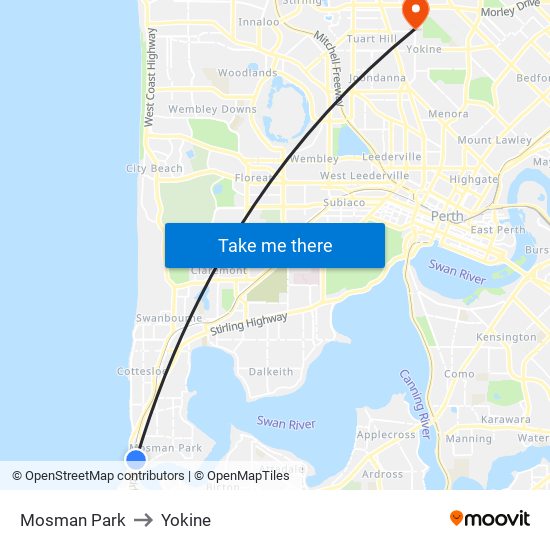 Mosman Park to Yokine map