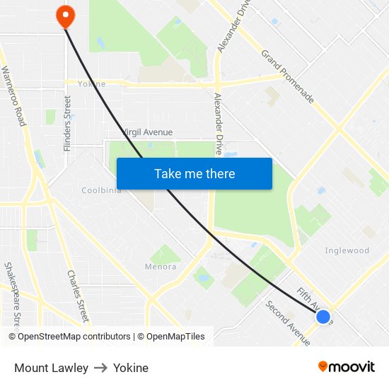 Mount Lawley to Yokine map