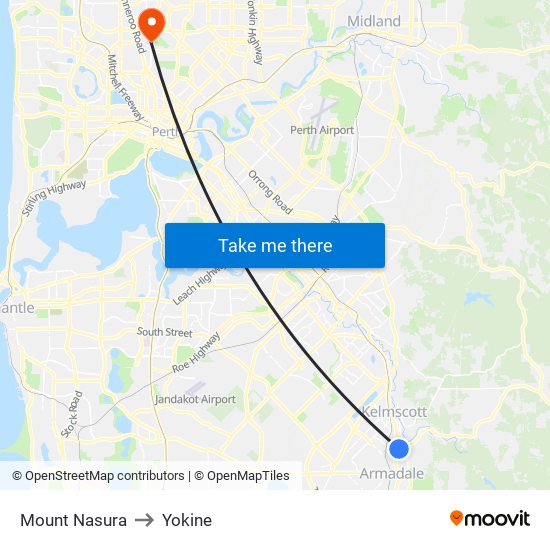 Mount Nasura to Yokine map