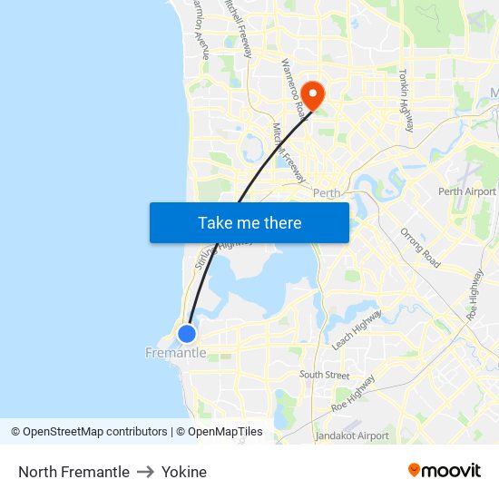 North Fremantle to Yokine map