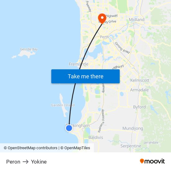 Peron to Yokine map