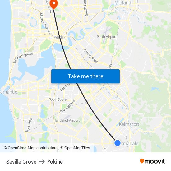 Seville Grove to Yokine map