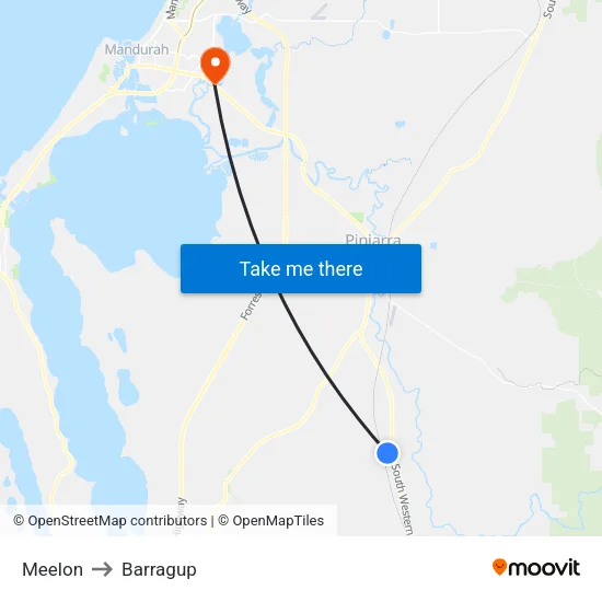 Meelon to Barragup map