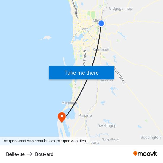 Bellevue to Bouvard map