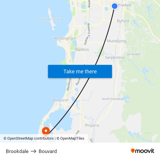 Brookdale to Bouvard map